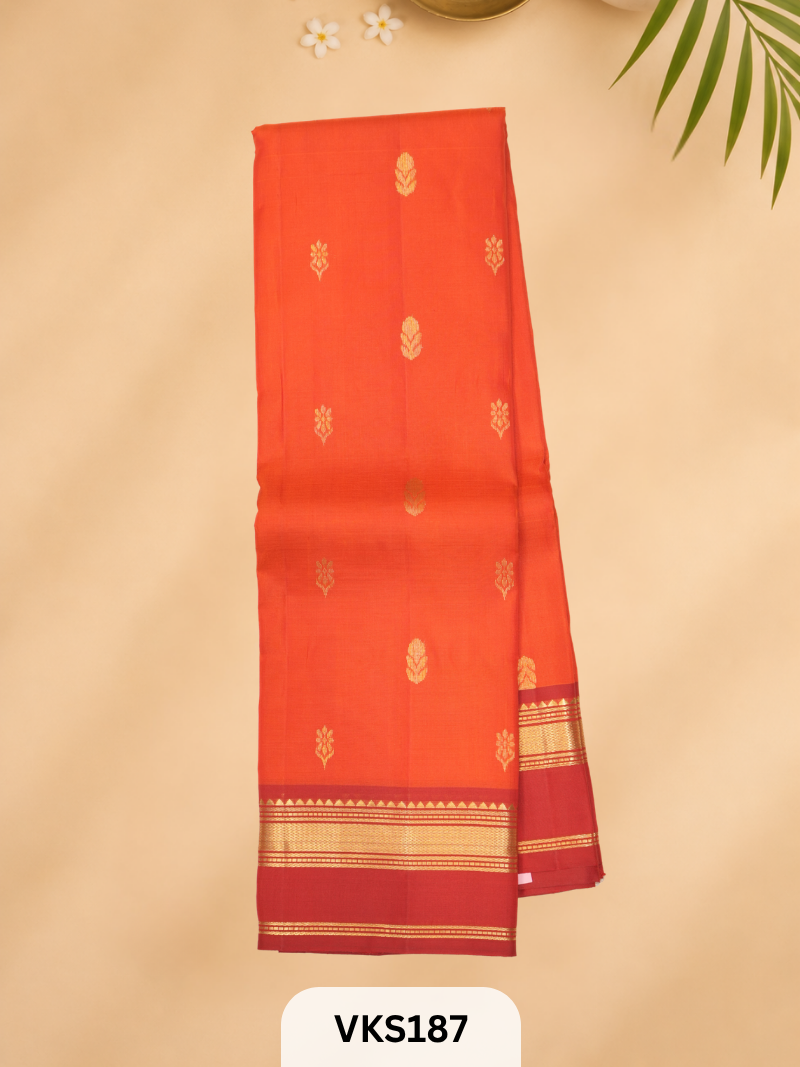 PURE KANCHIPURAM PLAIN SOFT SILK SAREE  WITH DOUBLE BORDER