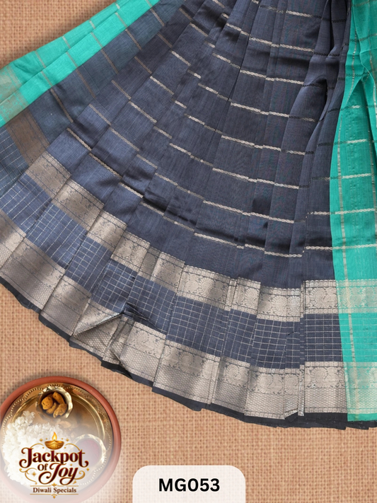 PURE HANDLOOM MANGALGIRI SAREE | BUTTA PALLU
