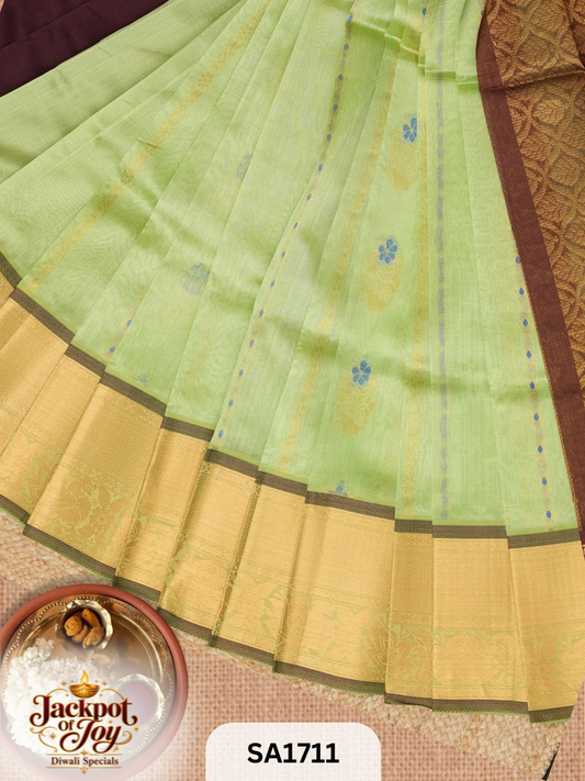 PURE HANDLOOM MANGALGIRI SAREE | BUTTA PALLU