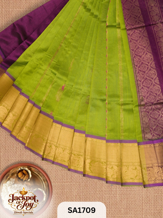 PURE HANDLOOM MANGALGIRI SAREE | BUTTA PALLU