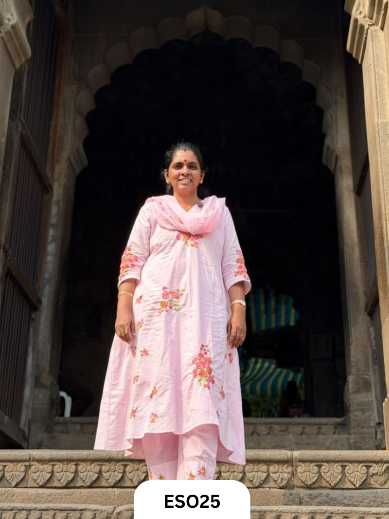Pure Bengal Cotton with Hand Embroidered 3 pc