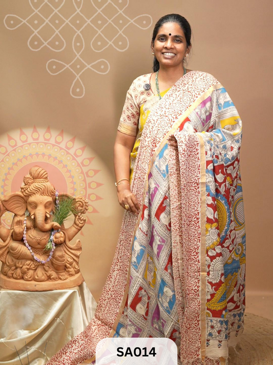 Kalamkari Chenuri Silk saree