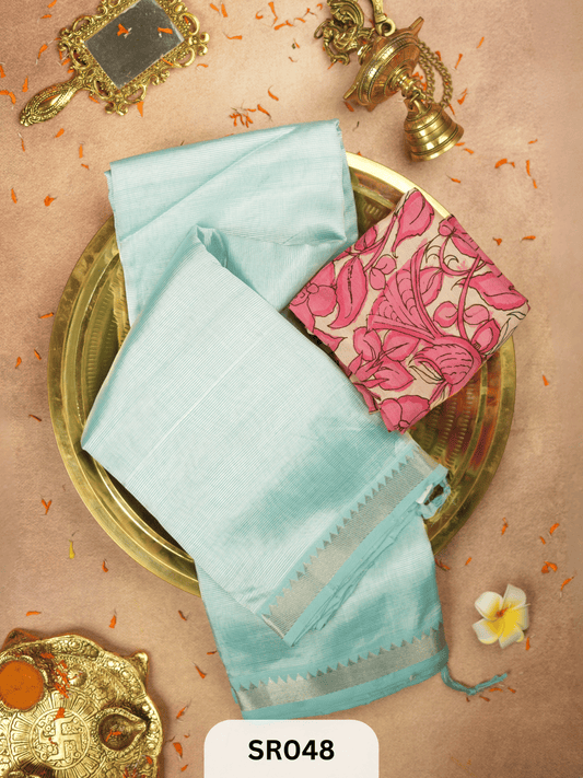 Mangalagiri Silk Saree with kalamkari blouse