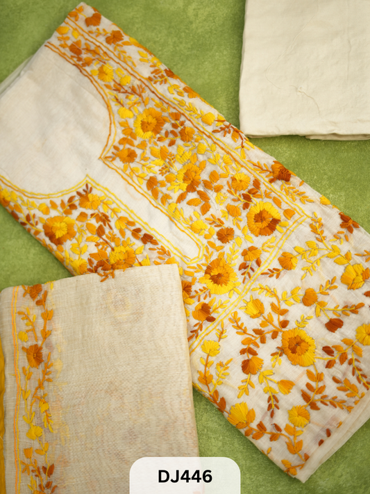 Dupion Chanderi Silk  With Hand Kantha Stitch