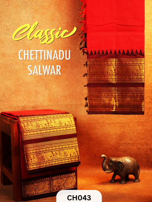 Chettinad Cotton Salwar Suit - 2Pcs Unstitched