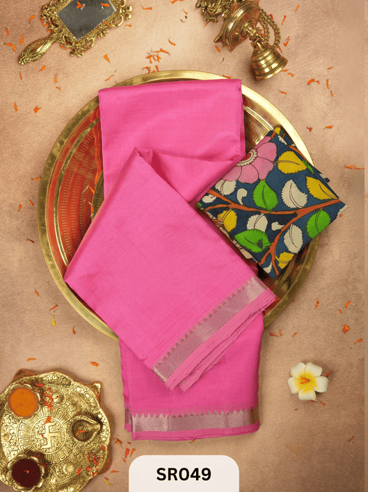 Mangalagiri Silk Saree with kalamkari blouse