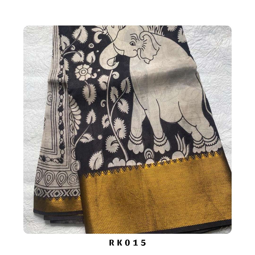 Kalamkari Chenuri Silk saree