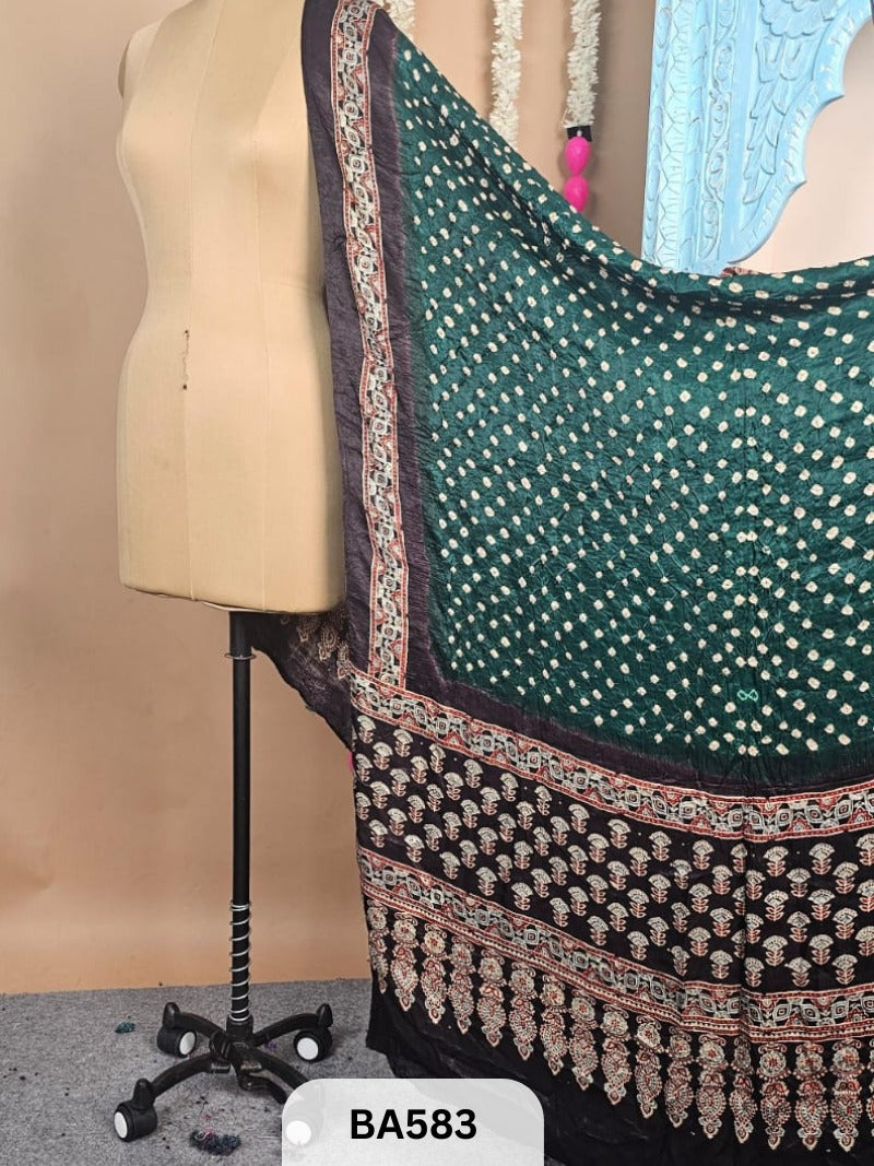 Modal Bandhani Dupatta + Ajrakh Print