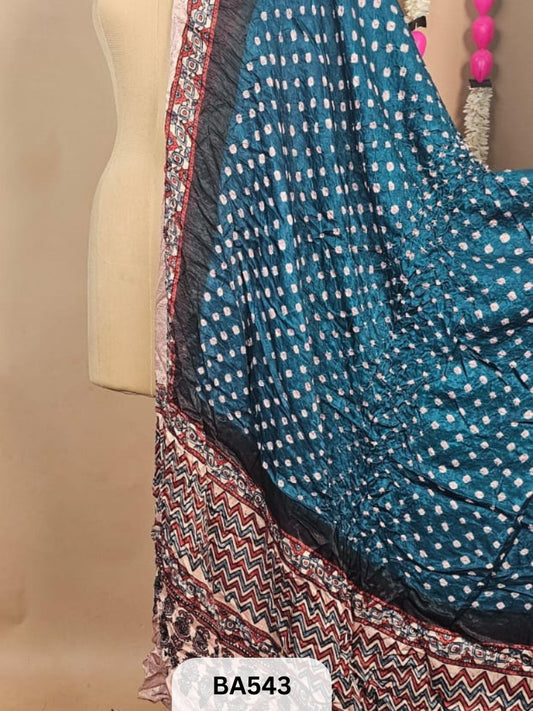 Modal Bandhani Dupatta + Ajrakh Print