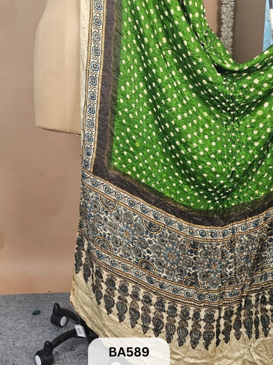 Modal Bandhani Dupatta + Ajrakh Print