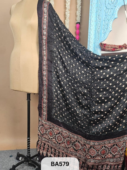 Modal Bandhani Dupatta + Ajrakh Print