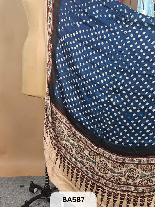 Modal Bandhani Dupatta + Ajrakh Print
