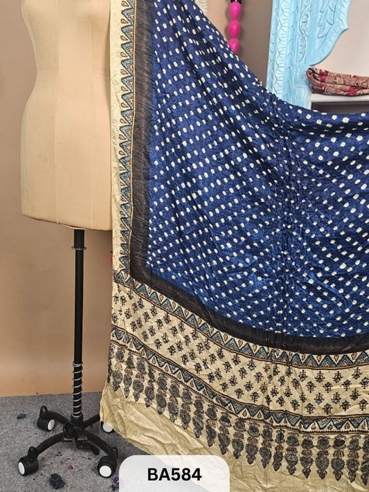 Modal Bandhani Dupatta + Ajrakh Print