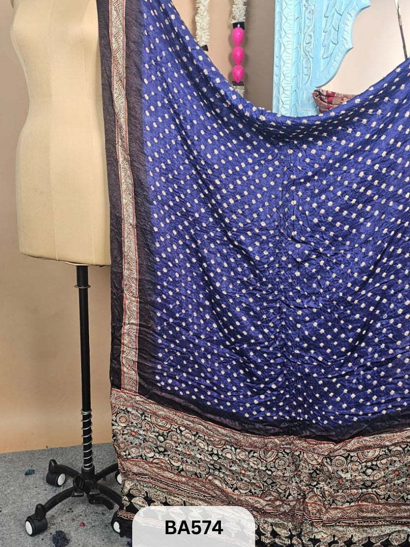 Modal Bandhani Dupatta + Ajrakh Print