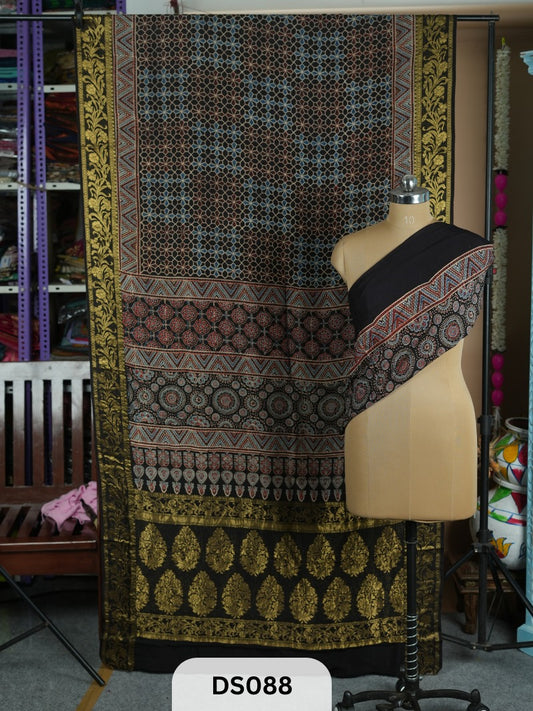 Dola Silk Saree and Ajrakh Magic