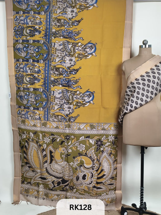 Kalamkari Chenuri Silk saree