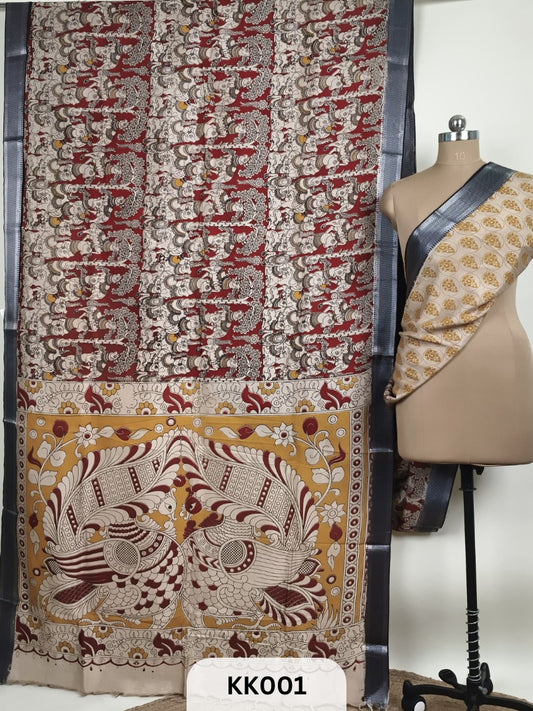 Kalamkari Chenuri Silk saree