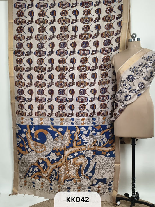 Kalamkari Chenuri Silk saree