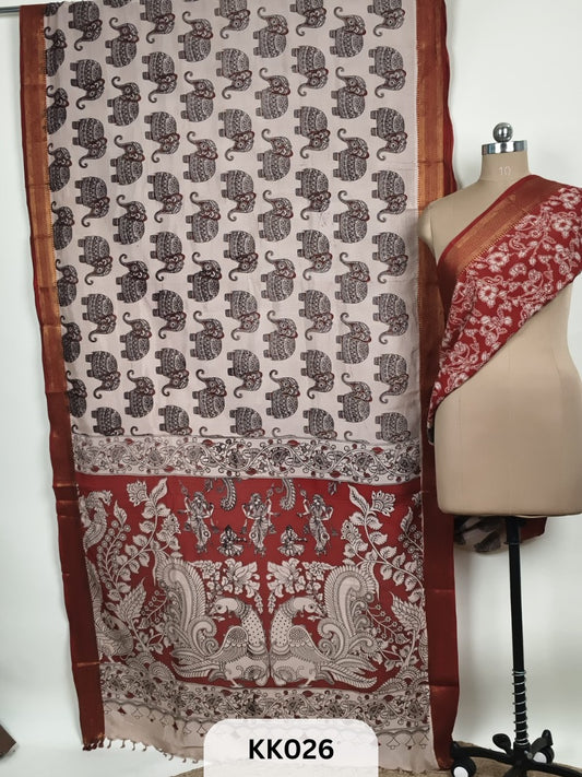 Kalamkari Chenuri Silk saree