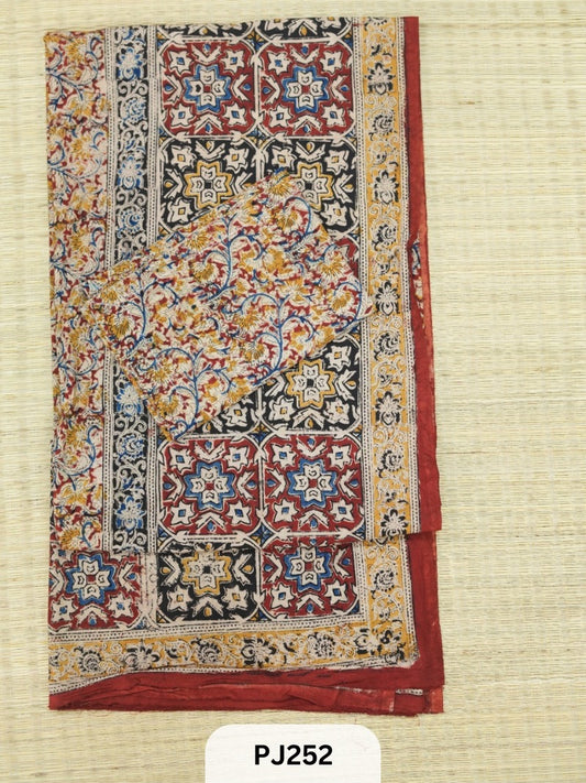 Kalamkari Cotton Bedspread Set (6x6 ft with 2 Pillow Covers)