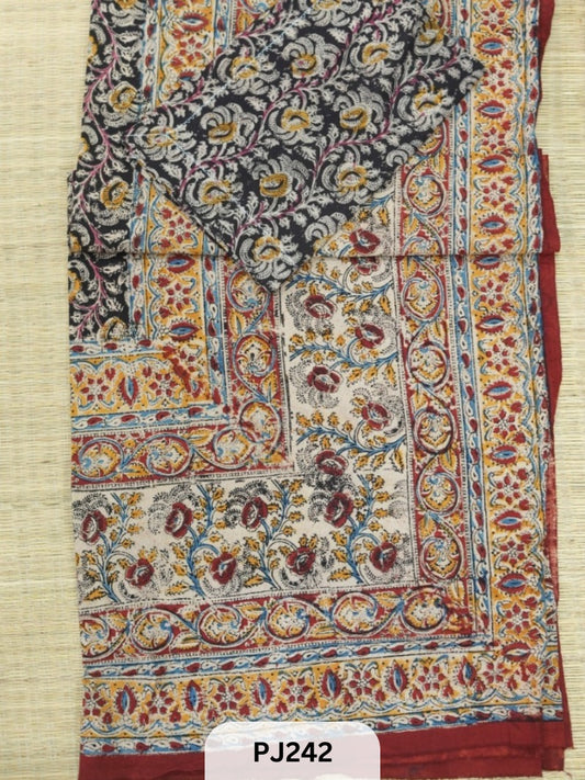 Kalamkari Cotton Bedspread Set (6x6 ft with 2 Pillow Covers)