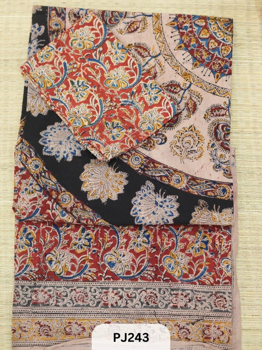 Kalamkari Cotton Bedspread Set (6x6 ft with 2 Pillow Covers)