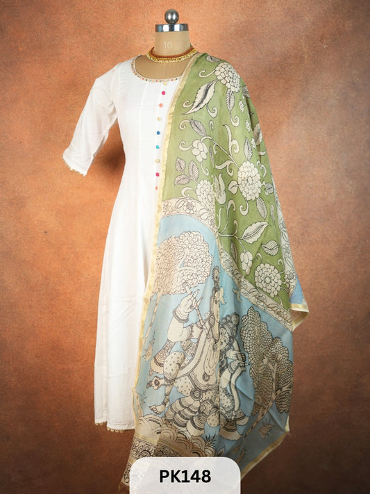 Chanderi Silk Pen Kalamkari dupatta