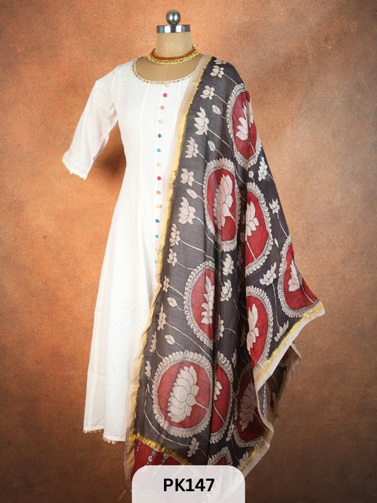 Chanderi Silk Pen Kalamkari dupatta