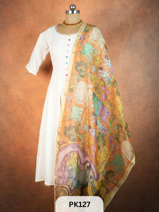 Chanderi Silk Pen Kalamkari dupatta