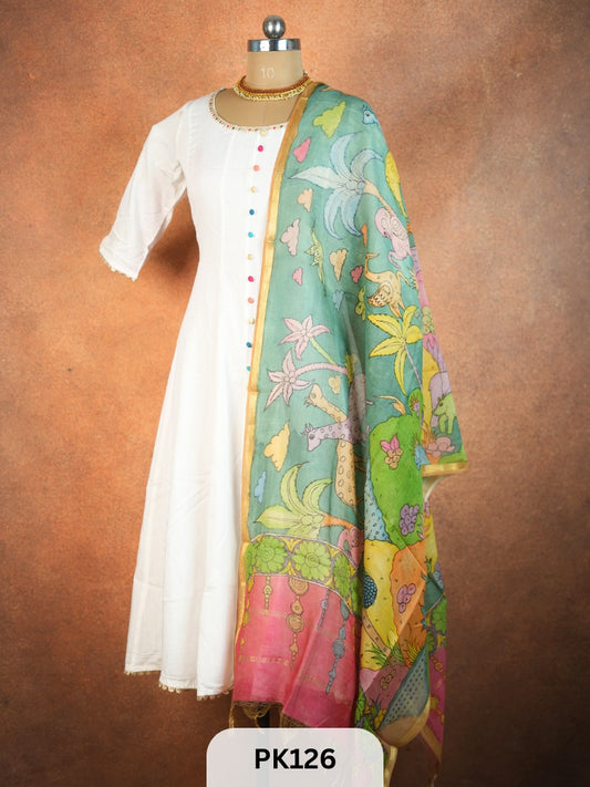 Chanderi Silk Pen Kalamkari dupatta