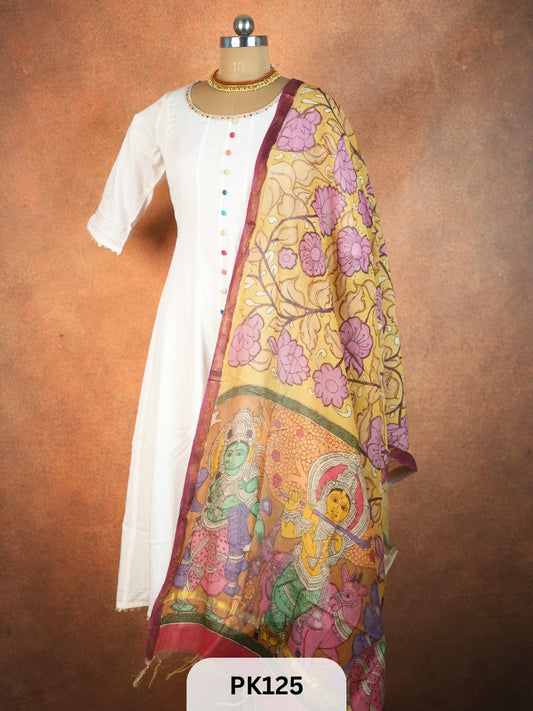 Chanderi Silk Pen Kalamkari dupatta