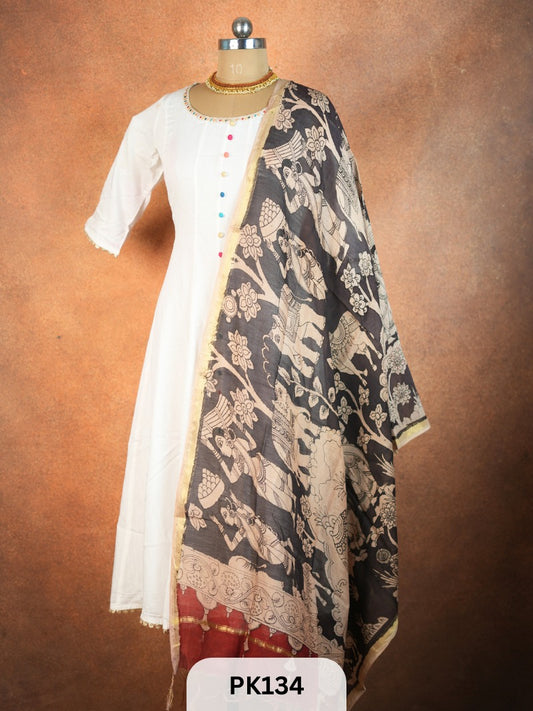 Chanderi Silk Pen Kalamkari dupatta