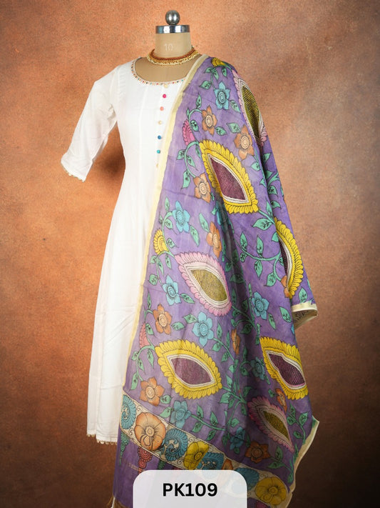Chanderi Silk Pen Kalamkari dupatta