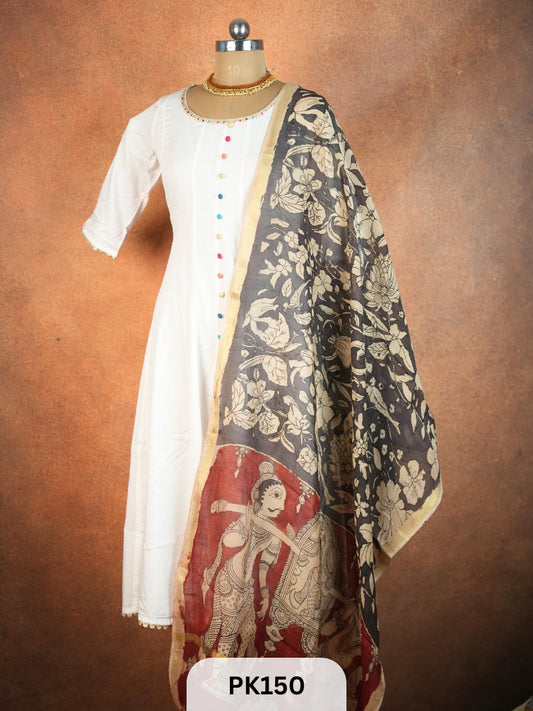 Chanderi Silk Pen Kalamkari dupatta