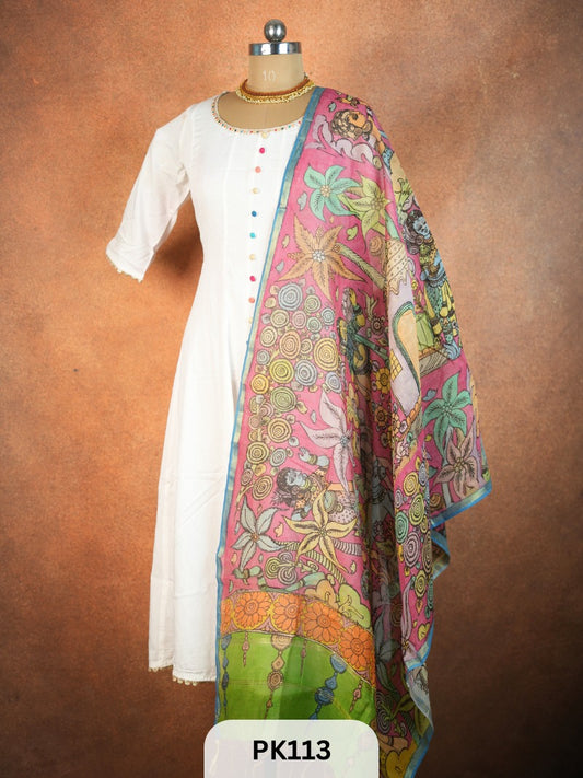 Chanderi Silk Pen Kalamkari dupatta