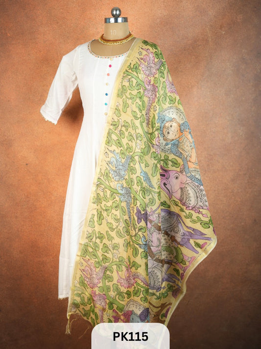 Chanderi Silk Pen Kalamkari dupatta