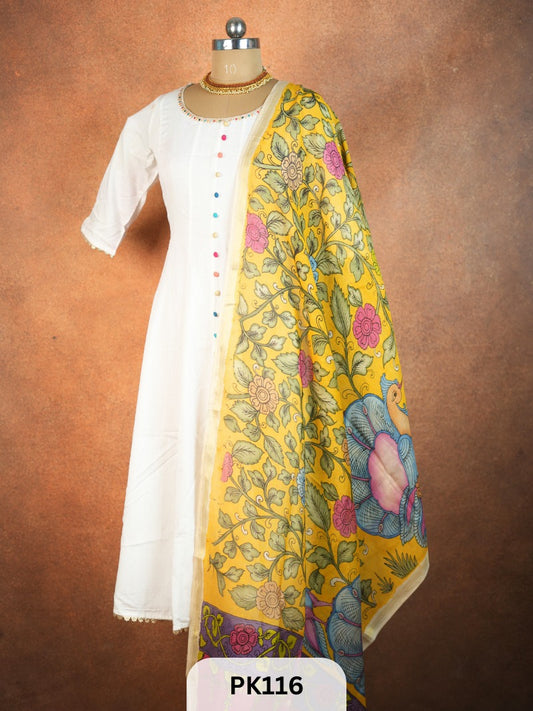 Chanderi Silk Pen Kalamkari dupatta