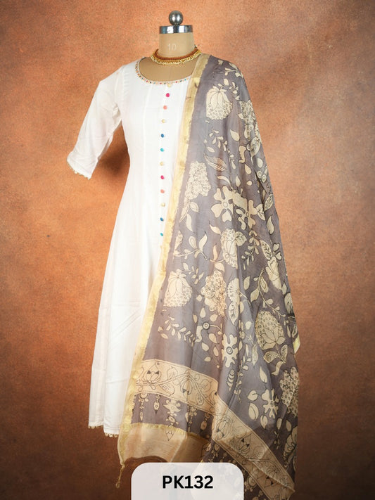 Chanderi Silk Pen Kalamkari dupatta
