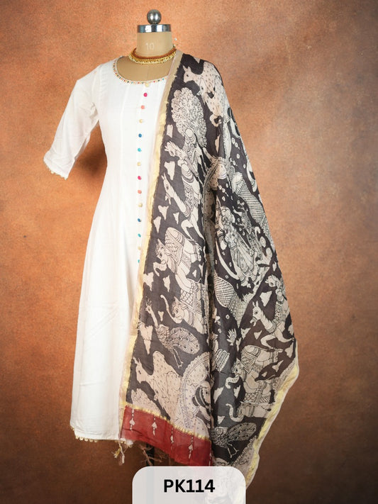 Chanderi Silk Pen Kalamkari dupatta