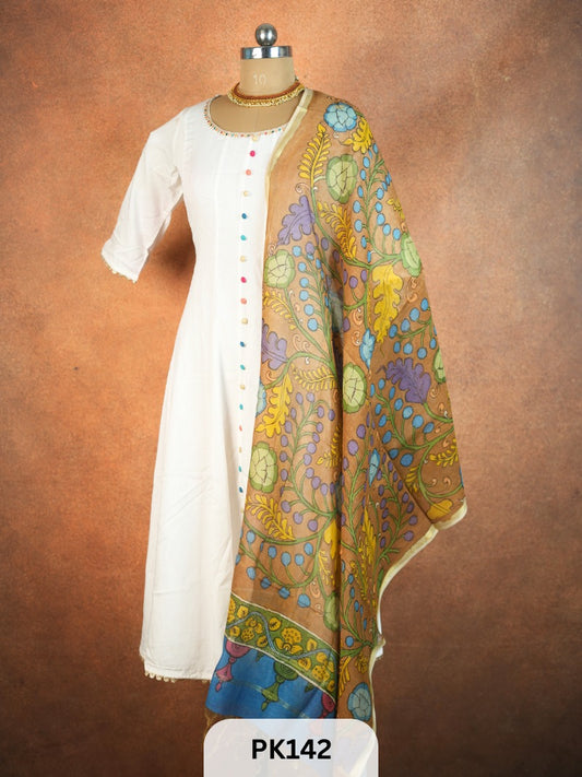 Chanderi Silk Pen Kalamkari dupatta