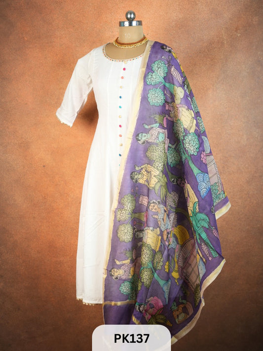 Chanderi Silk Pen Kalamkari dupatta