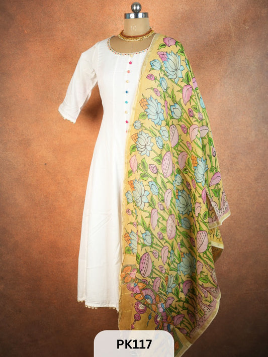 Chanderi Silk Pen Kalamkari dupatta