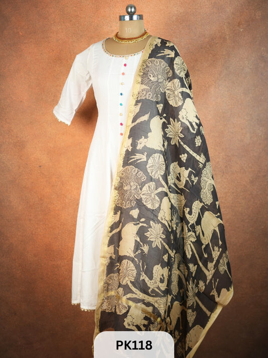 Chanderi Silk Pen Kalamkari dupatta