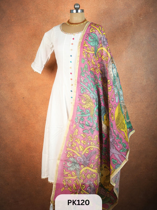 Chanderi Silk Pen Kalamkari dupatta