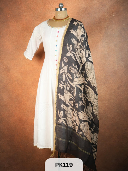 Chanderi Silk Pen Kalamkari dupatta