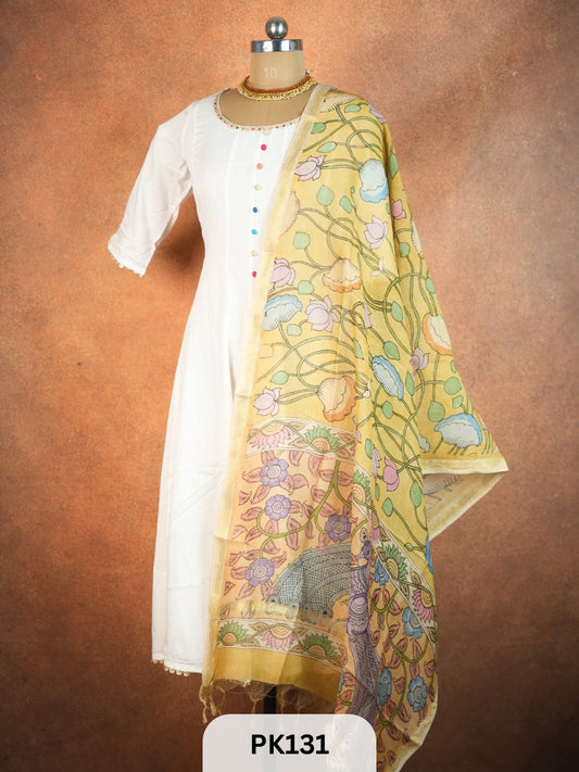 Chanderi Silk Pen Kalamkari dupatta