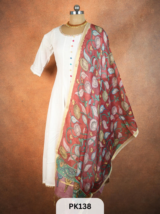 Chanderi Silk Pen Kalamkari dupatta