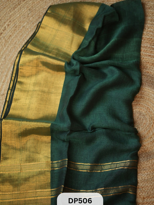 Linen Saree with zari border