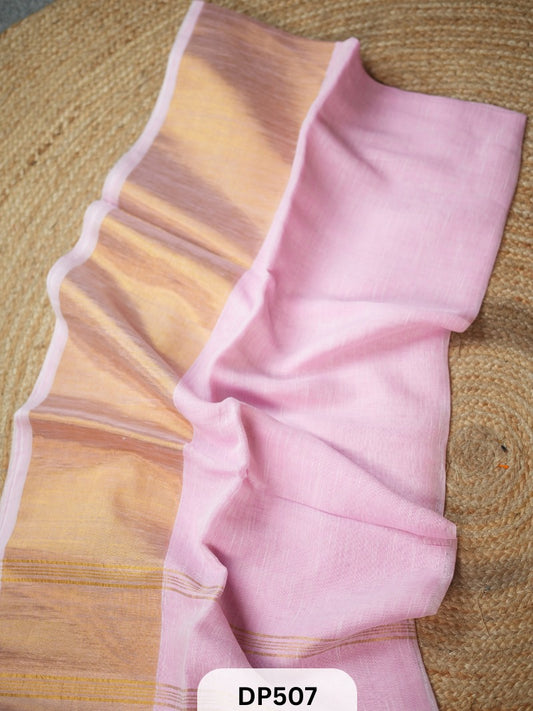Linen Saree with zari border