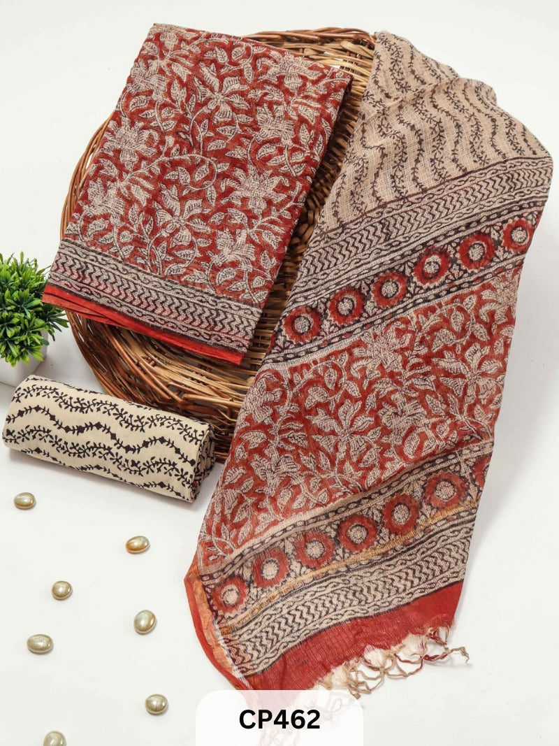 Hand Block Printed Kota Doriya Suit Set